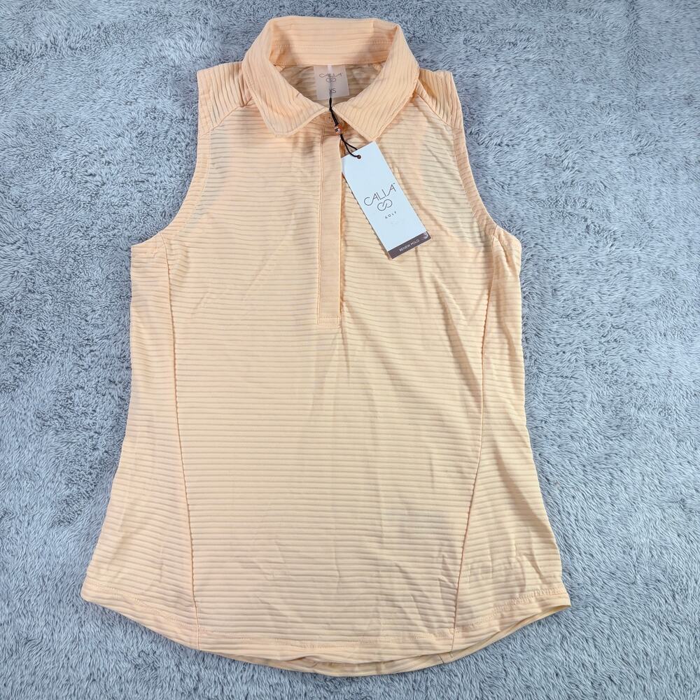 Calia NWT Women's Golf Renew Sleeveless Polo in Peach Sherbert Size XS - Picture 1 of 7